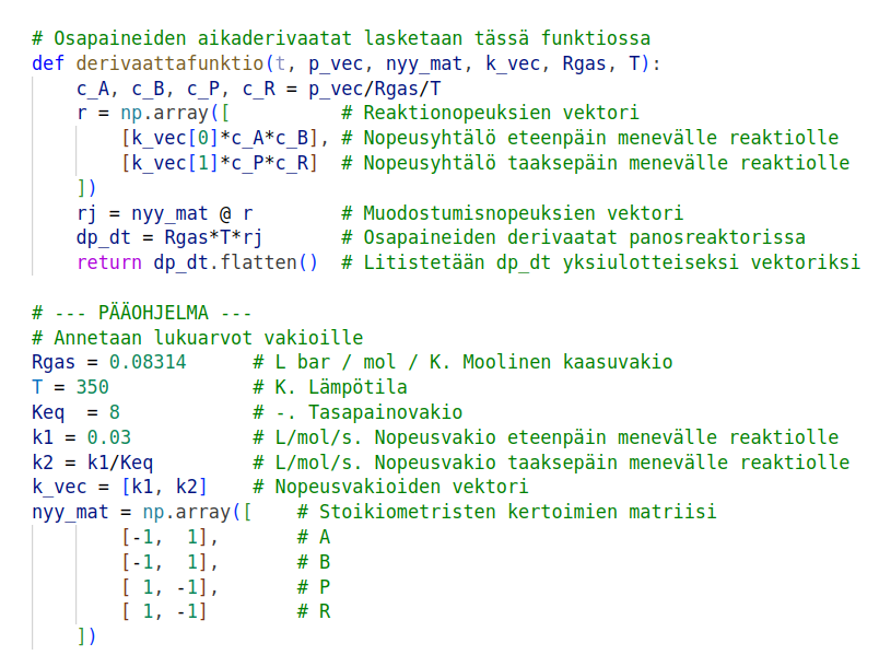 Suomeksi kommentoitu Python-ohjelma
